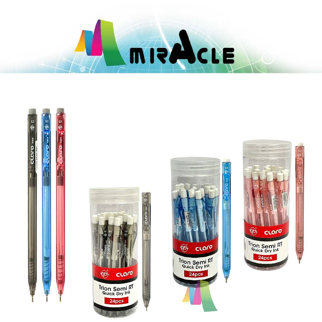 CLARO Trion Semi Rt Pen หมึกแห้งเร็ว 0.5 0.7 24 ชิ้น