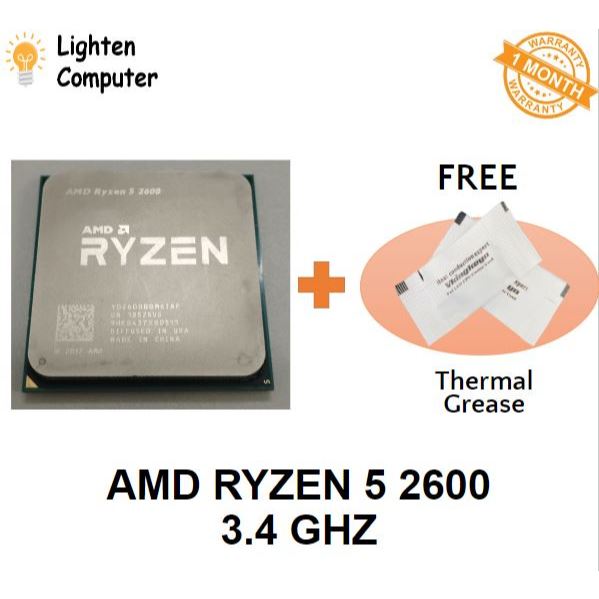 USEDAMD Ryzen 5 2600 6 CORE 12 THREADS 65W ซ็อกเก็ต AM4 Ryzen5 2600