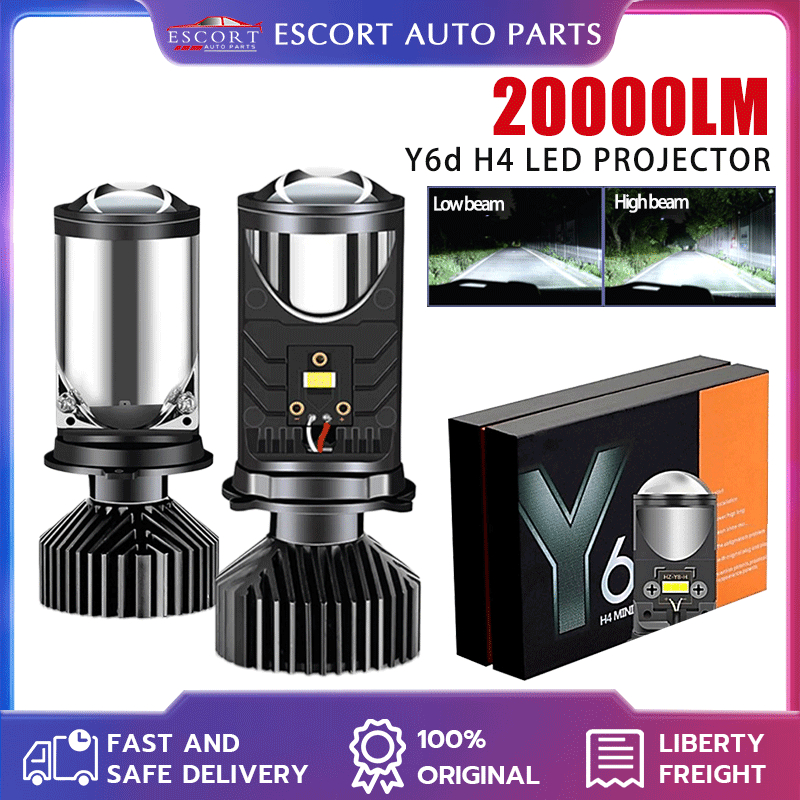Y6D ไฟ LED ไฟหน้ารถ LED H4 หลอดไฟ LED โปรเจคเตอร์ Lampu Kereta LED ไกลและใกล้หนึ่งรถ/รถจักรยานยนต์ U
