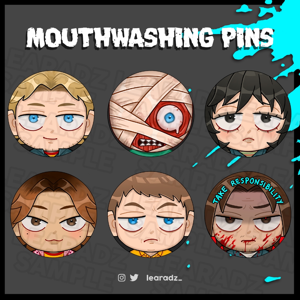ป้ายปุ่มกลิตเตอร์น้ํายาบ้วนปาก Pin Curly, Anya, Daisuke, Swansea, Jimmy