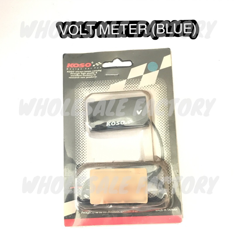 KOSO VOLTMETER PETAK 12V 24V DIGITAL LED CAR MOTORCYCLE 12V-150V VOLTAGE WATERPROOF VOLTMETER (สีฟ้า