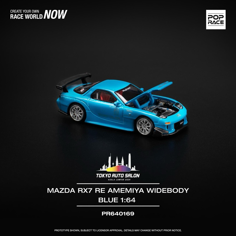 POP RACE PR64-169 MAZDA RX7 WIDEBODY (สีน้ําเงิน) TOKYO AUTO SALON 2024 KL,