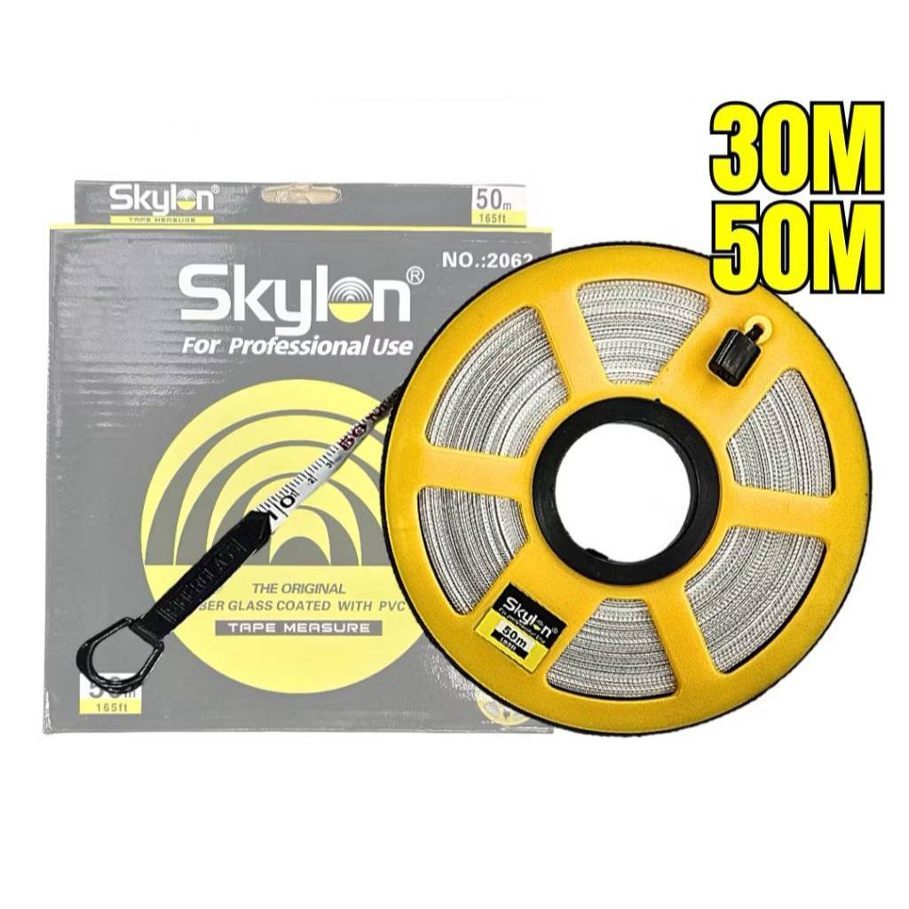 ROUND SKYLON Pita Pengukur Fiber Glass SKYLON Nylon 30M (100 ฟุต) / 50M (165ft) Dengan Lapisan PVC