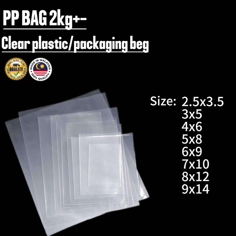 Plastik 2kg PP 0.04 (2.5 X 3 5) (3X5) (4X6) (5X8) (6X9) (7X10) (8X12) (9X14)
