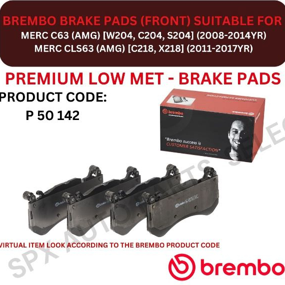 ผ้าเบรค BREMBO (FRONT) สําหรับ MERC C63 (AMG) [W204, C204, S204] 08-14YR / CLS63 (AMG) [C218, X218] 