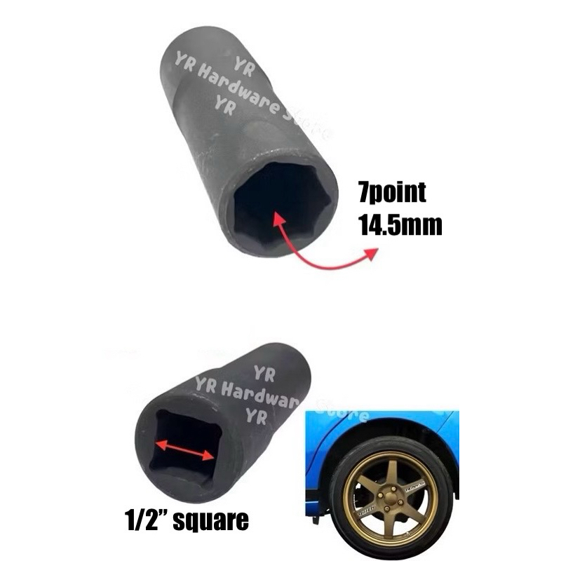 Sport Rim Socket 1/2" 7 Point 14.5mm Sport Rim Socket impact - 14.5mm Sport Use / Special Sockets Nu