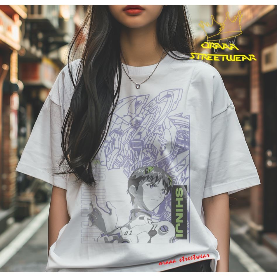 อะนิเมะ Neon Genesis Evangelion Minimalist เสื้อยืดออกแบบ Lelaki Wanita Cotton Men Women TShirt Unis