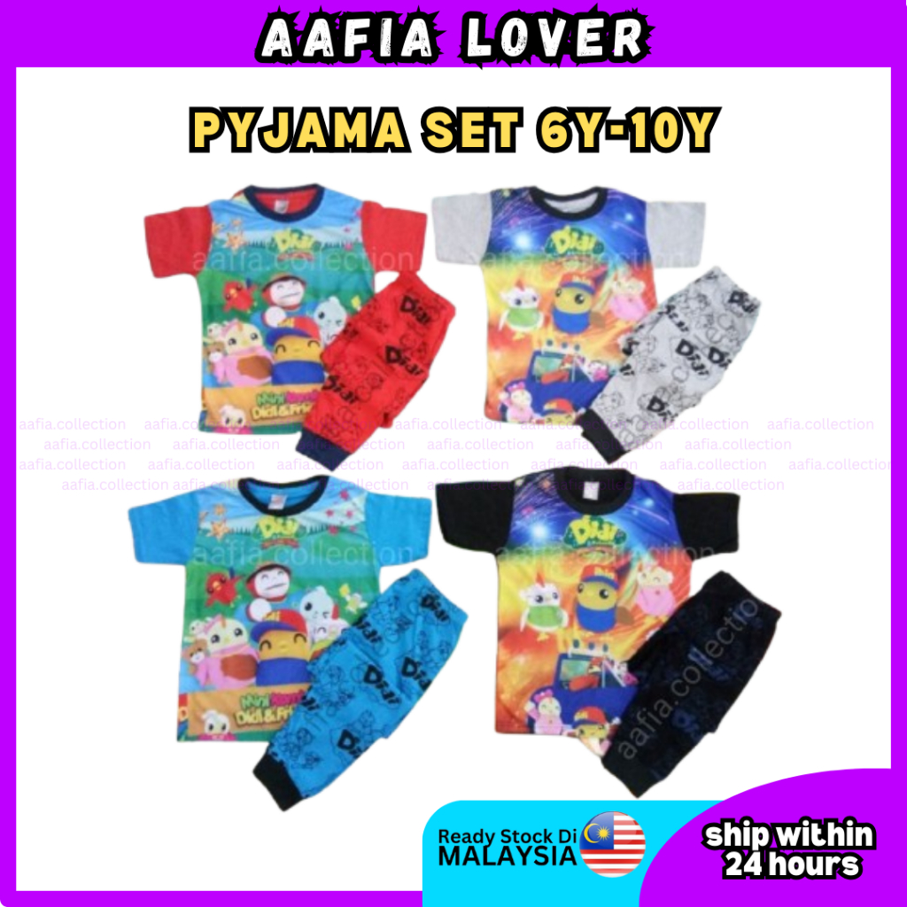 [MsiaReadyStock] 6-10Y ชุดนอนชุด Baju Tidur Budak Baby Shark Bokiniboy Frozen UpinIpin Didi&Friend L