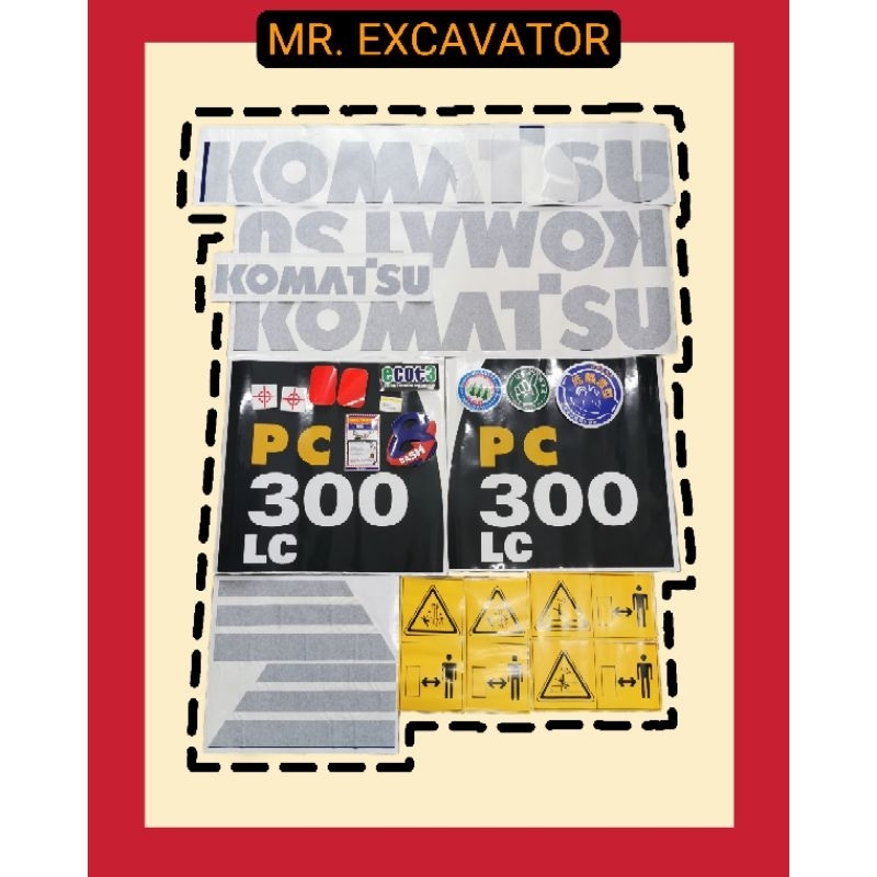 Komatsu PC PC300 PC300-8 PC300-8lc สติ๊กเกอร์รถขุด Mesin Stiker Excavation贴纸 (1 ชุด)
