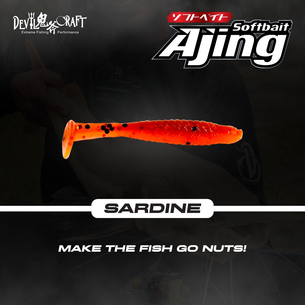 DEVIL CRAFT - AJING SARDINE MINNOW พร้อมที-ทิล 1.7" X 10 ชิ้น SOFTBAIT SOFT LURE พลาสติกอ่อน