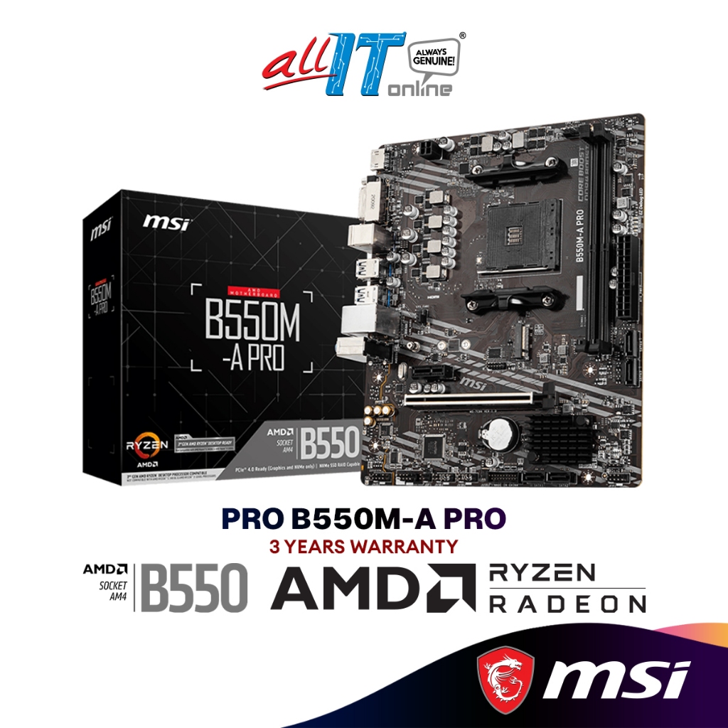 Msi B550M-A PRO Micro ATX (mATX) เมนบอร์ด AMD ซ็อกเก็ต AM4