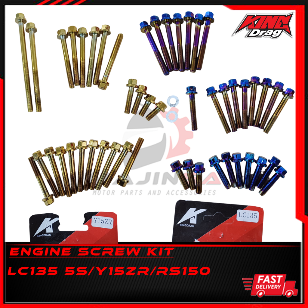 KING DRAG ENGINE SCREW SET YAMAHA Y15ZR LC135 5S HONDARS150 GOLD BLUE RAINBOW KD20