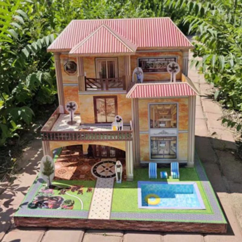 ท้องถิ่น 3ง สระว่ายน้ําสามชั้นวิลล่า/บ้านบรรพบุรุษ/บ้านกระดาษ/ชิงหมิงบ้านบรรพบุรุษ/บ้านกระดาษ/บ้านกระดาษอาคารที่อยู่อาศัยเชิงพาณิชย์/ชิงหมิงสังเวย/เทศกาลจีน/อุปกรณ์เส