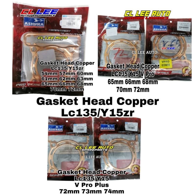 ASHUKA GASKET HEAD VPRO COPPER STD V PRO PLUS LC135 Y15 Y15ZR 54 57 60 61 62 63 64 65 66 67 68 70 71