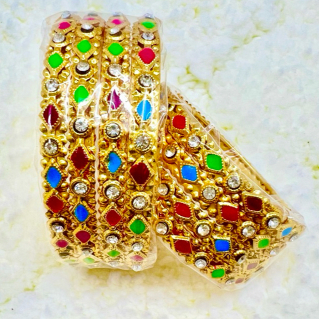 กําไลข้อมือโลหะอินเดียหินหลากสี/ กําไลข้อมือเด็กและผู้ใหญ่ / Gelang Tangan / กําไลข้อมือ Bollywood