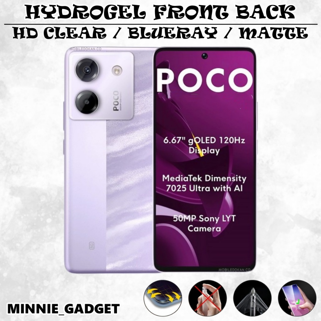 Xiaomi Poco M7 Pro / Poco M6 Pro / Poco M6 Plus / Poco M5 / Poco M5s Hydrogel ฟิล์มกันรอยด้านหน้า + 