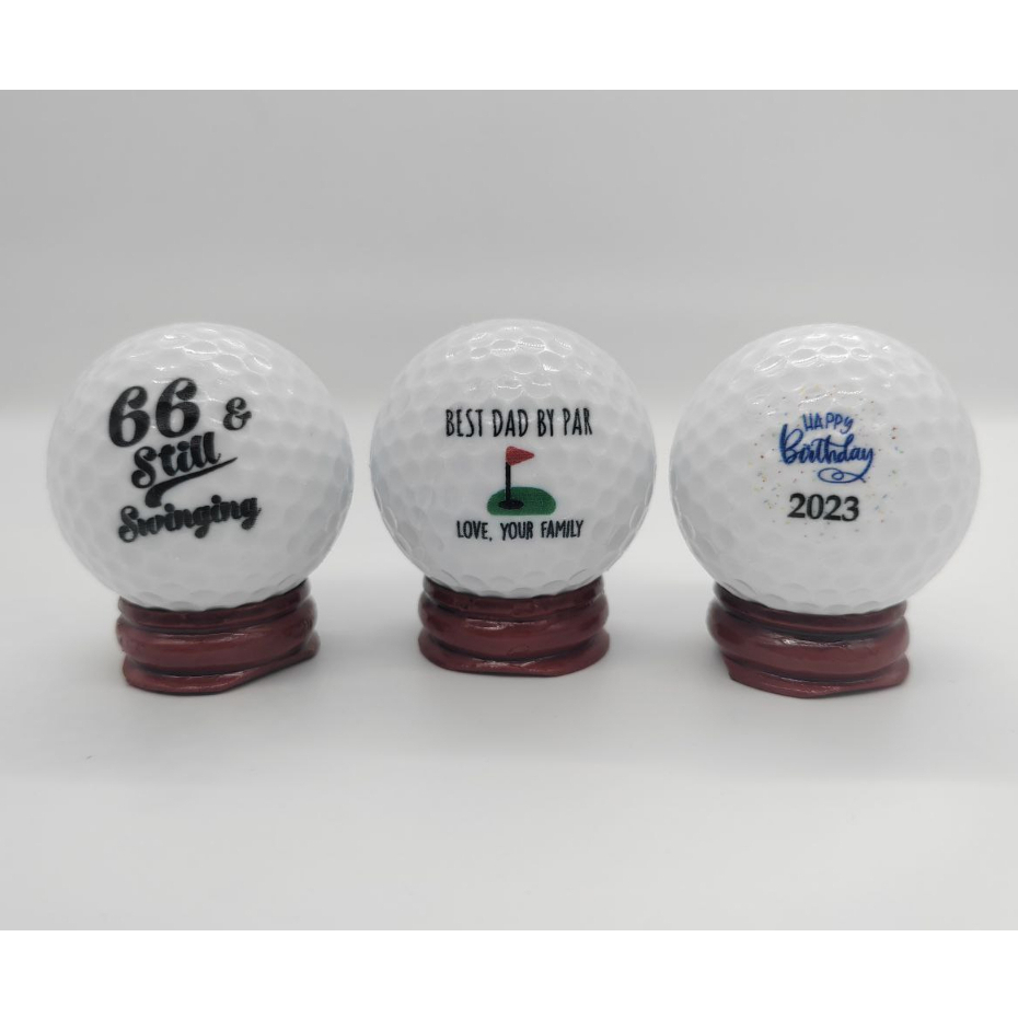 PERSONALIZED GOLF BALL พิมพ์โลโก้ฟรี WOODEN BASE /PRINT NAME GOLF BALL CUSTOM MADE GOLF BALL GOLF BA