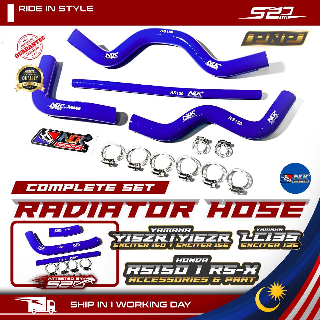 ท่อหม้อน้ําชุด NLK Performance RS150 RS-X 150 Y15 Y16 LC135 PNP Complete Coolant ท่อชุดซิลิโคนสองชั้น