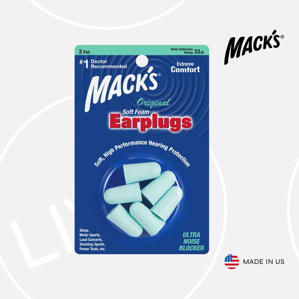 Mack's Original Soft Foam Earplugs, 3 Pair | Anti Noise Ear Plugs For Sleeping Penutup Telinga 耳塞睡眠