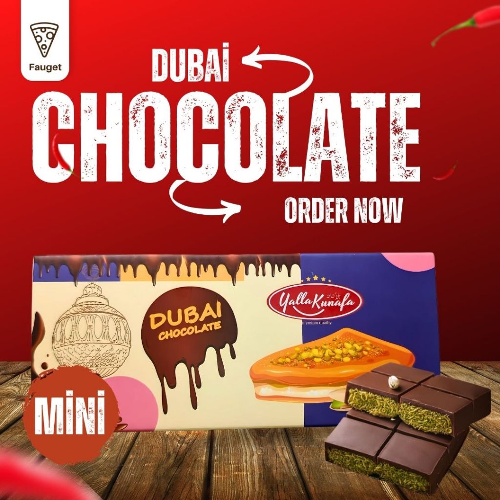 Trending Dubai Pistachio Kunafa Halal Chocolate Bar Mini Size, Famous Chocolate Dessert