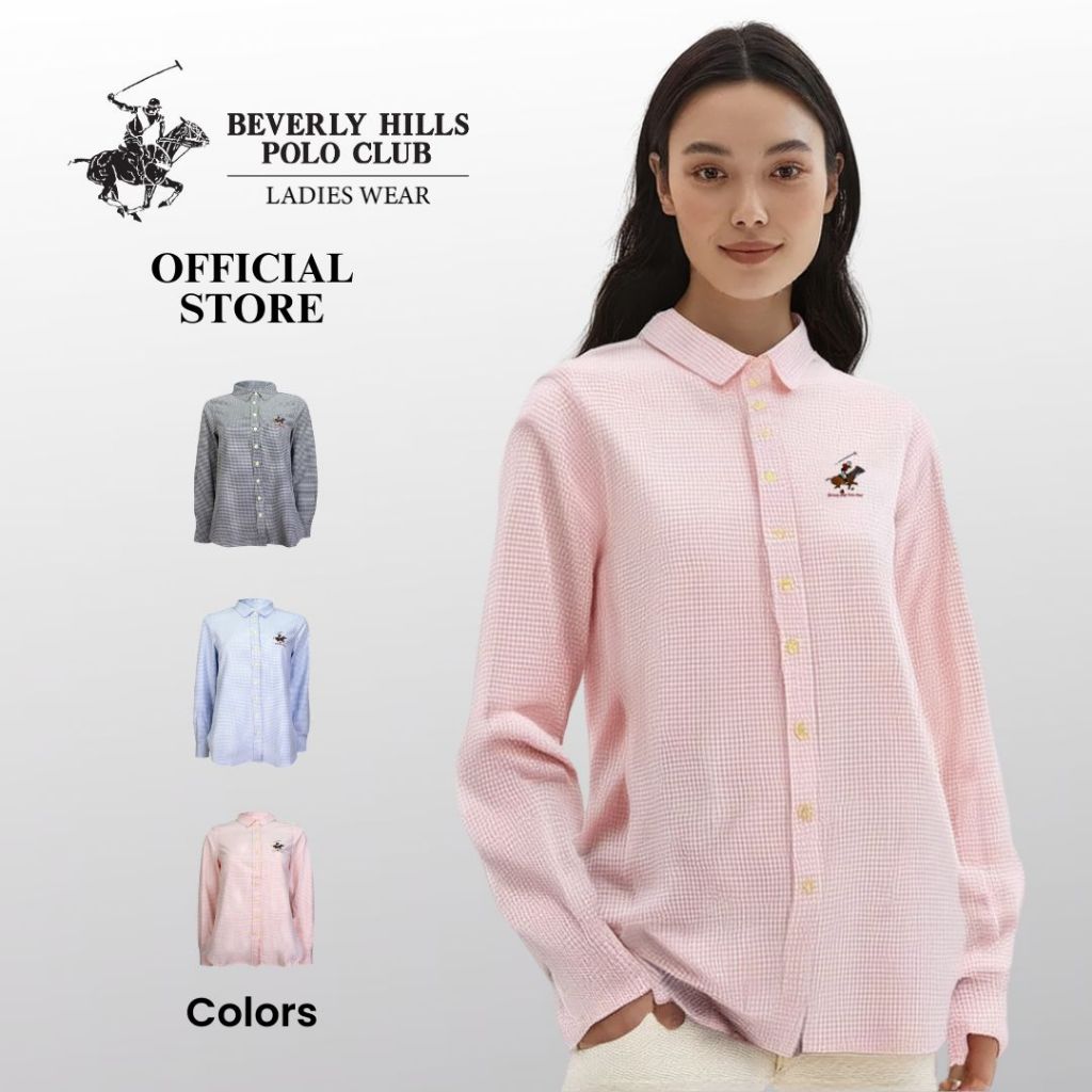 BHPC BHS355 เสื้อเชิ้ตแขนสั้นทอสําหรับผู้หญิง | ทรงตรง Preppy Style S-XL S-XL