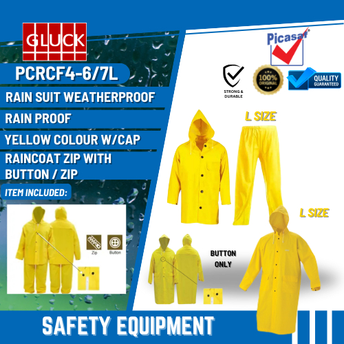 PICASAF PCRCF4-6/7L RAIN SUIT WEATHERPROOF (RAINCOAT ZIP WITH BUTTON / ZIP)