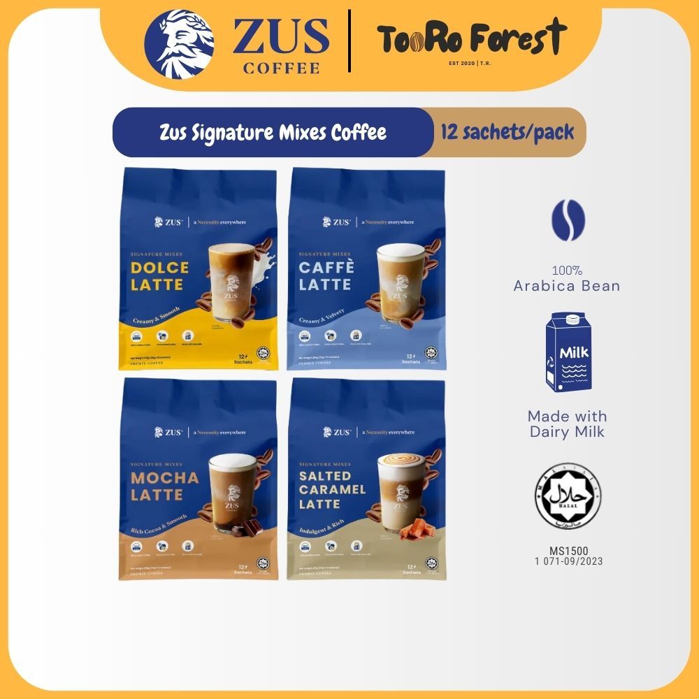 ZUS Signature Mixes Coffee - 12s Caffe Latte/Salted Caramel Latte Tooro Forest