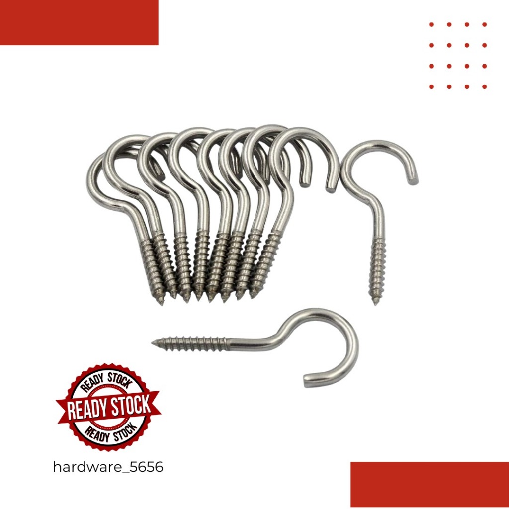 Lelong 商品Galvanized Screw Hook/ Ring Hook/ Cup Hook/J Hook Screws/ Curtain Rod Hook 环钩Canggkuk J