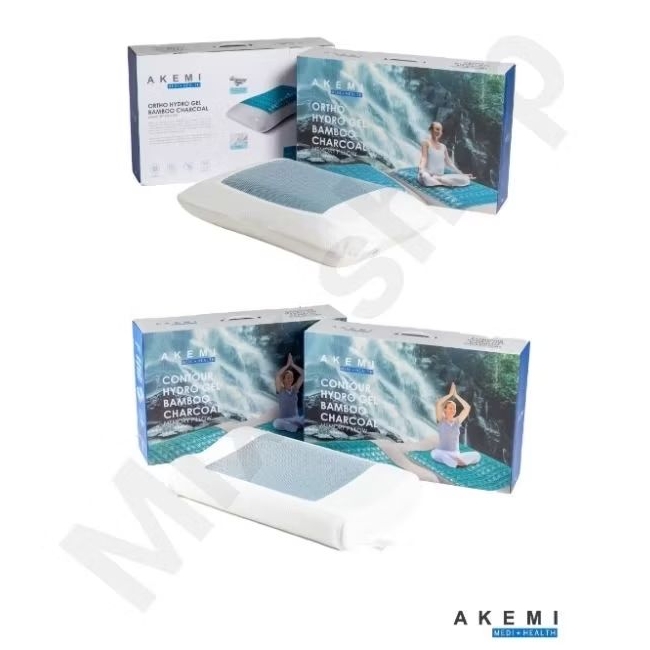 Bantal AKEMI MEDI+HEALTH หมอนเมมโมรี่ถ่านไม้ไผ่ไฮโดรเจล ( Contour/Ortho )