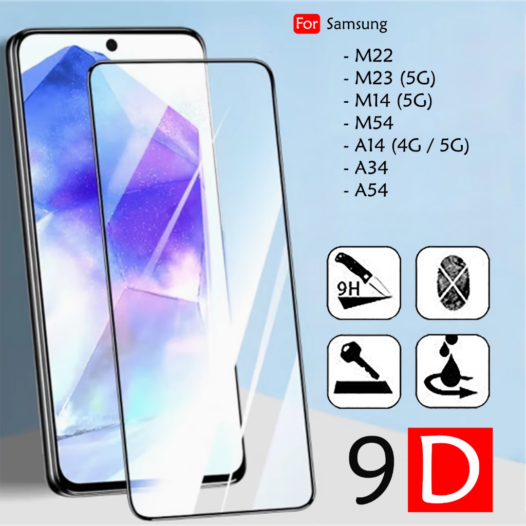 Clear Screen Protector สําหรับ Samsung Galaxy M22 M23 M14 5G M54 A14 4G A34 A54 กระจกนิรภัย 9H Full