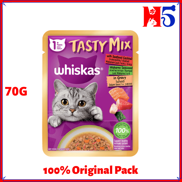 WHISKAS เทสตี้มิกซ์ เพาช์ 70G อาหารแมวเปียก/ มาคานัน คุด/ อาหารสัตว์เลี้ยง ราคา ถูกที่สุด ดีลบีเคเค แกลเลอรีภาพที่ 5