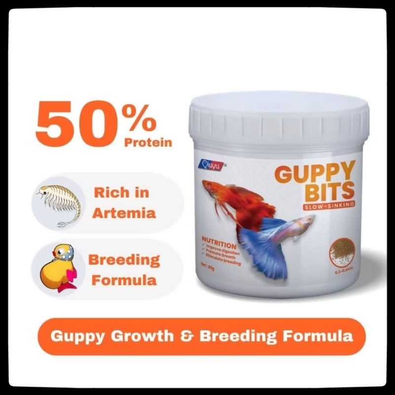Qiuyu Guppy Bits ให้อาหารปลาหางนกยูงที่อุดมด้วยสารอาหารสําหรับการเพาะพันธุ์ที่แข็งแกร่งและดีกว่า