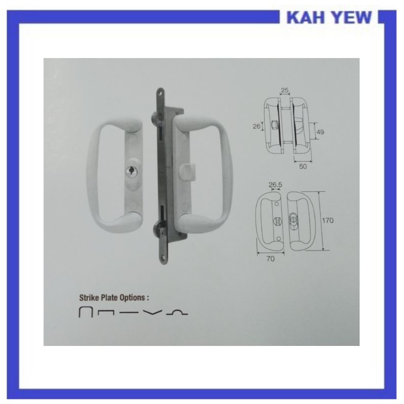 VSP 602 ล็อคประตูเลื่อน C/W 6500 MORTISE & 6801 STRIKE PLATE