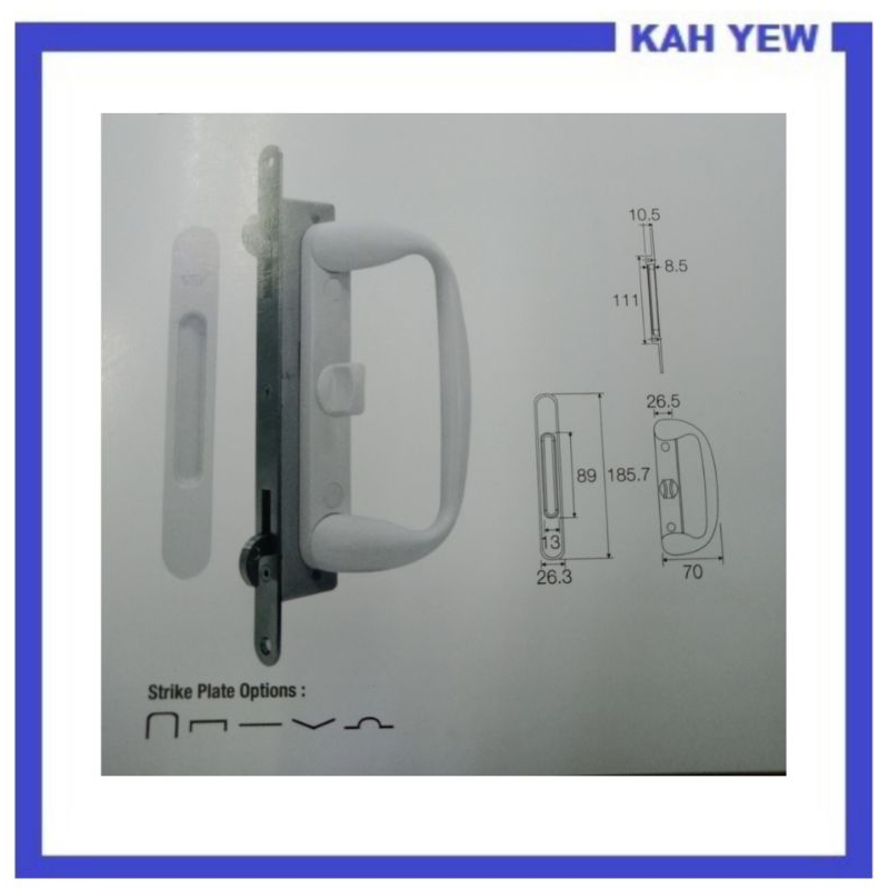 VSP 6100 SLIDDING ประตูล็อค C/W 6500 MORTISE & 6801 STRIKE PLATE - สีดํา / สีขาว