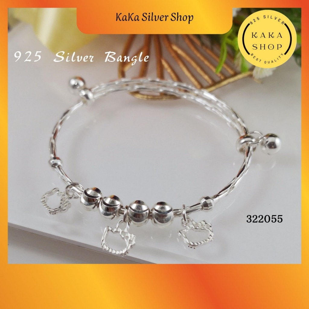 กําไลข้อมือคิตตี้เงิน 925 สําหรับผู้หญิง (322055) กําไลข้อมือ Gelang Tangan Kitty Perak 925