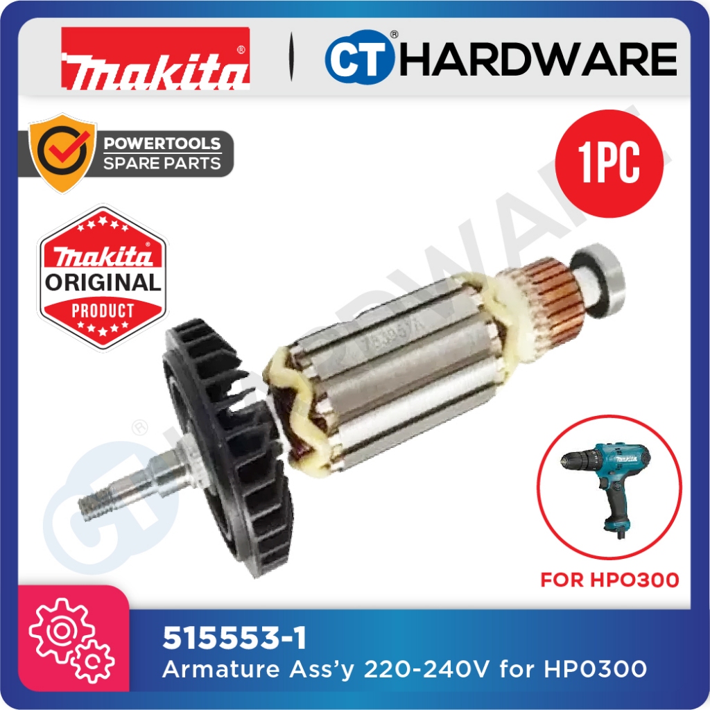 MAKITA ดู 515553-1 Armature Assy 220-240V สําหรับ HP0300 / M9506