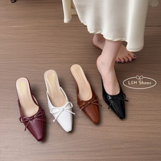 🔥Shipped within 24H🔥 factory Outlet now Fashion Korean Style Bow Inlaid 4 cm Pointed Head High Heels