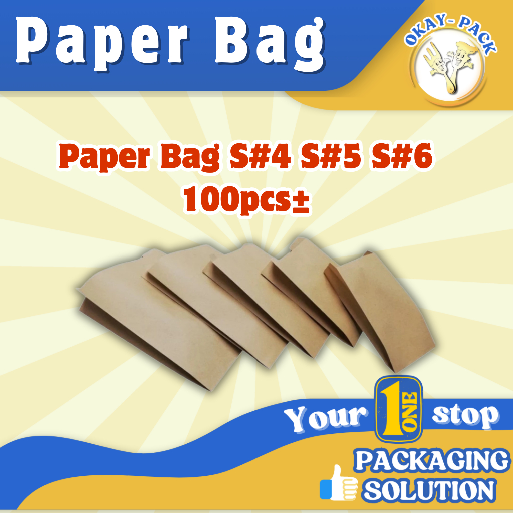 PAPER BAG 4s/5s/5swhite/6s/7s/8s bag kertas makanan(BROWN/WHITE)100pcs+-