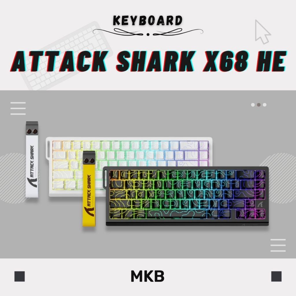Attack Shark X68 HE การดําเนินการแบบปรับได้แบบมีสาย Rapid Trigger Hall Effect คีย์บอร์ดแม่เหล็กแบบเต