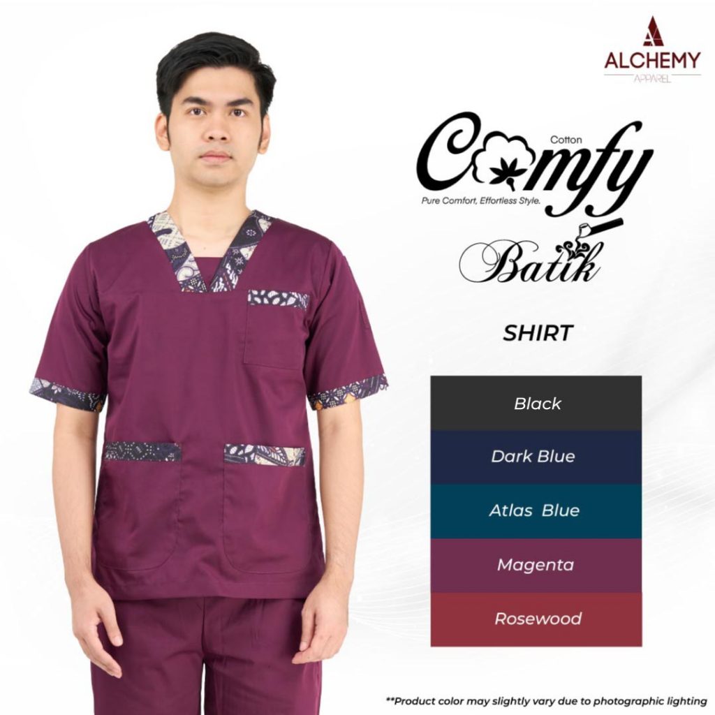 Top Only Batik Comfy Cotton UNISEX Scrub Suit (เสื้อ) , Batik Spa Uniform, Batik Hotel Staff Uniform