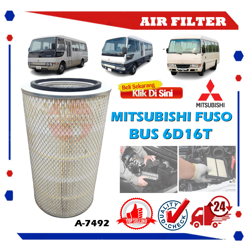 S2U กรองอากาศ Mitsubishi Fuso Bus 6D16T A-7492 ME073252 รถฝึกงานประกอบรถยนต์