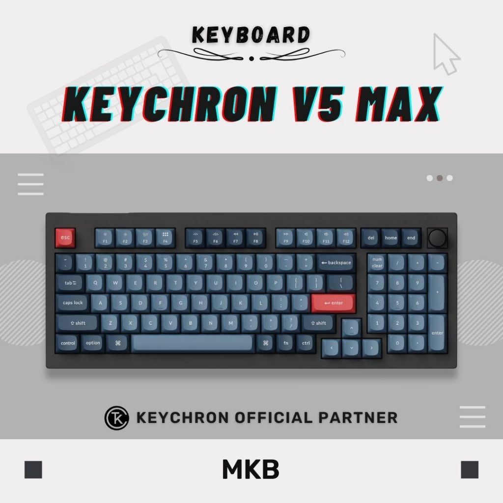 Keychron V5 Max 96% เค้าโครง Hot-Swap Custom RGB South Facing PCB QMK VIA บลูทูธ Full Build คีย์บอร์