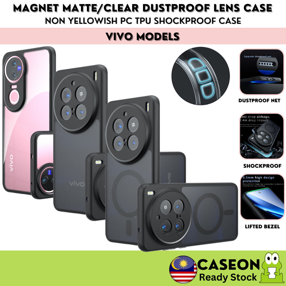 MAGNETIC FROSTED Matte / Clear PC TPU เคสโทรศัพท์กันฝุ่น Vivo X200 X100 V50 V40 V30 V29 Pro Y39 Y29 