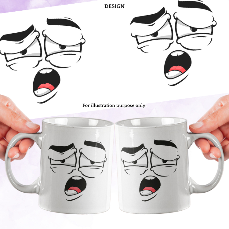 [MG25-040020] YAWNING SLEEPY FACE MOOD IN A MUG EMJI MUG DAILY COFFEE MUG - แก้วเซรามิค 11OZ