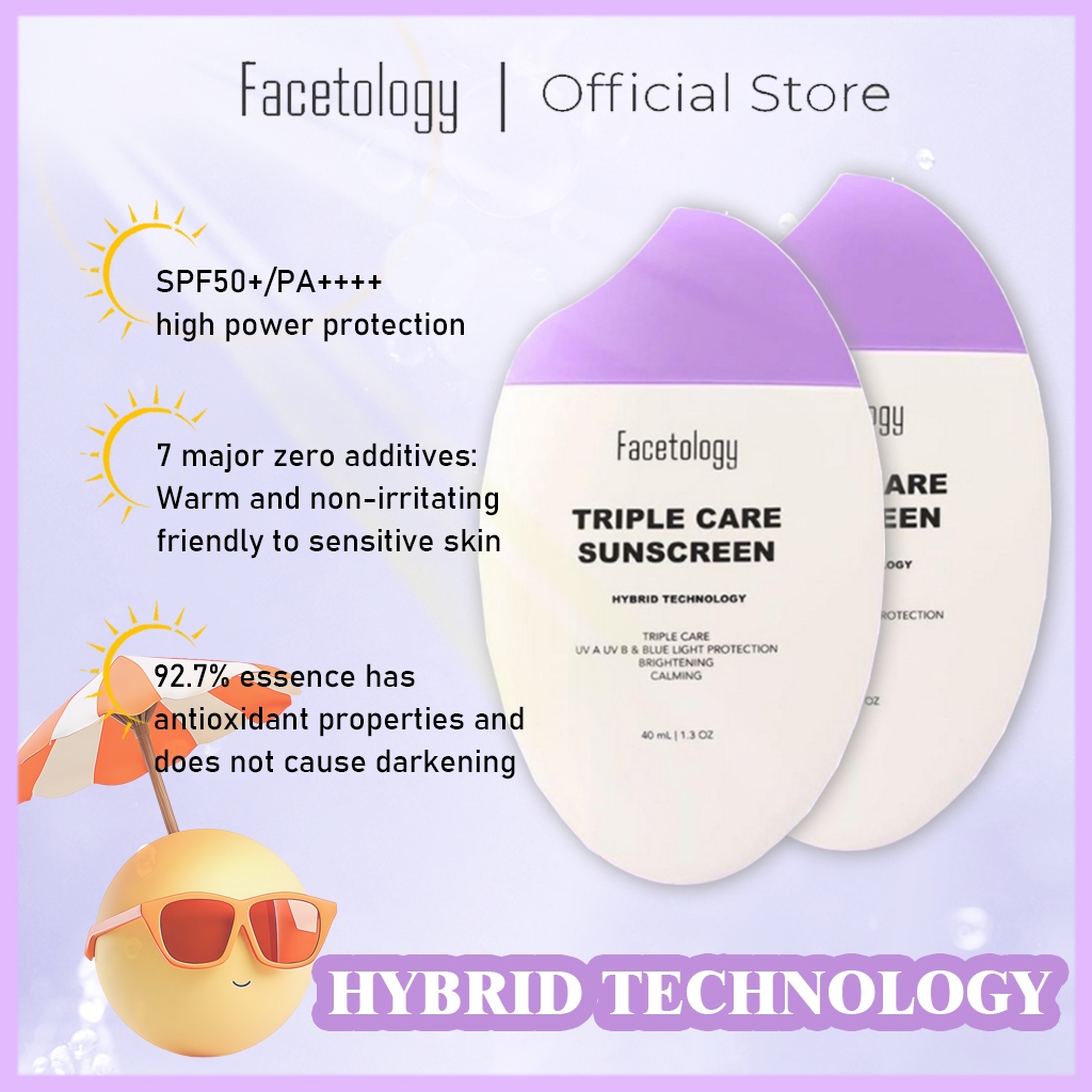 FACETOLOGY TRIPLE CARE SUNSCREEN SPF 40+ PA++++ /FACIAL WASH/FACIAL GEL CLEANSER GEL CLEANSER 40ML