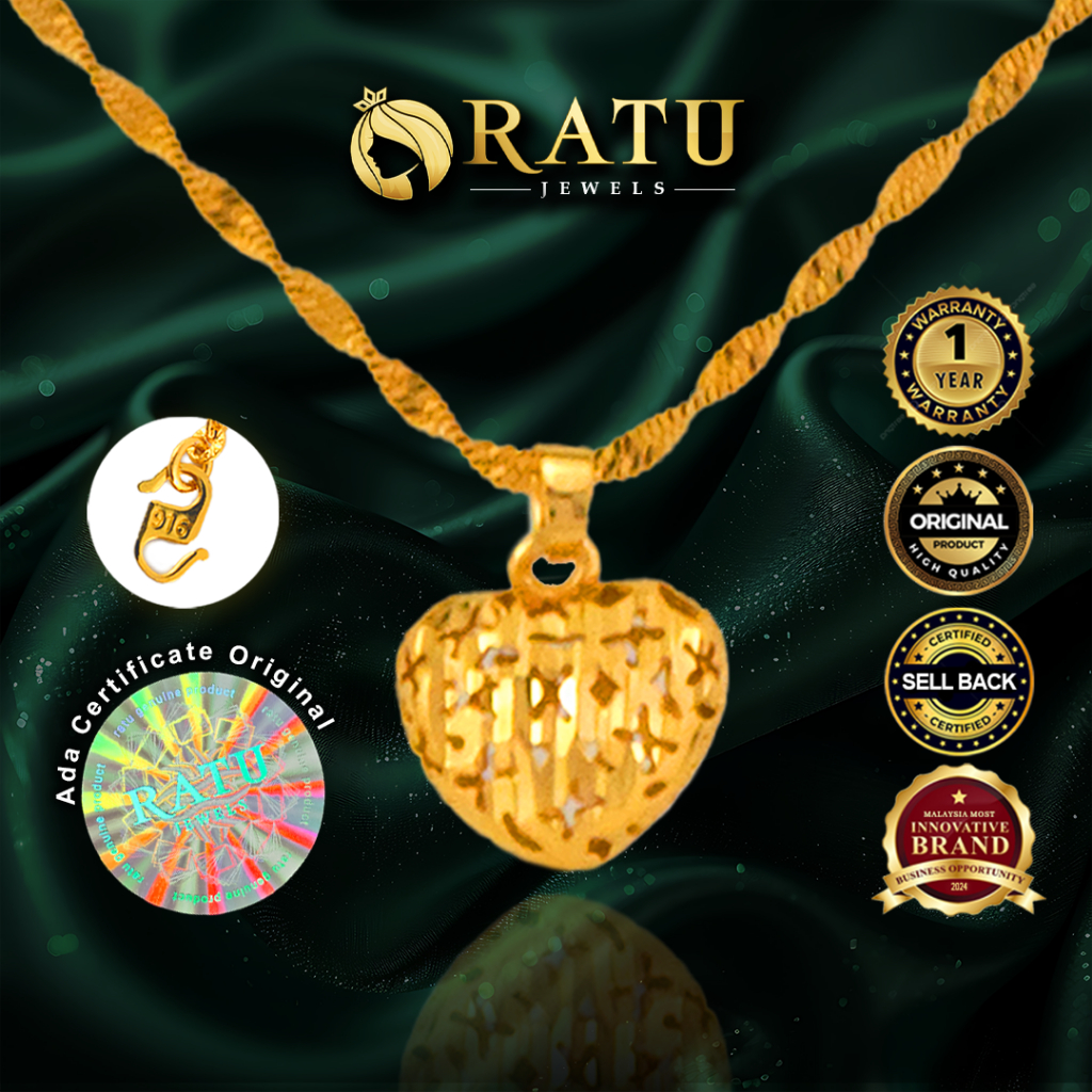 Rantai Leher (5.76g) Emas RATU Joker Love 50 ซม.ทุกวันสวมใส่สร้อยคอชุบเครื่องประดับ (30RJ)