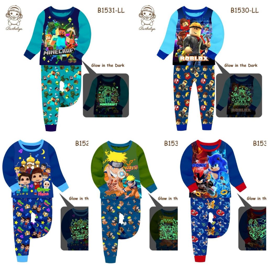 BARBILYA MAY SLEEPWEAR GLOW IN DARK OMARHANA ROBLOX MINECRAFT NARUTO SONIC