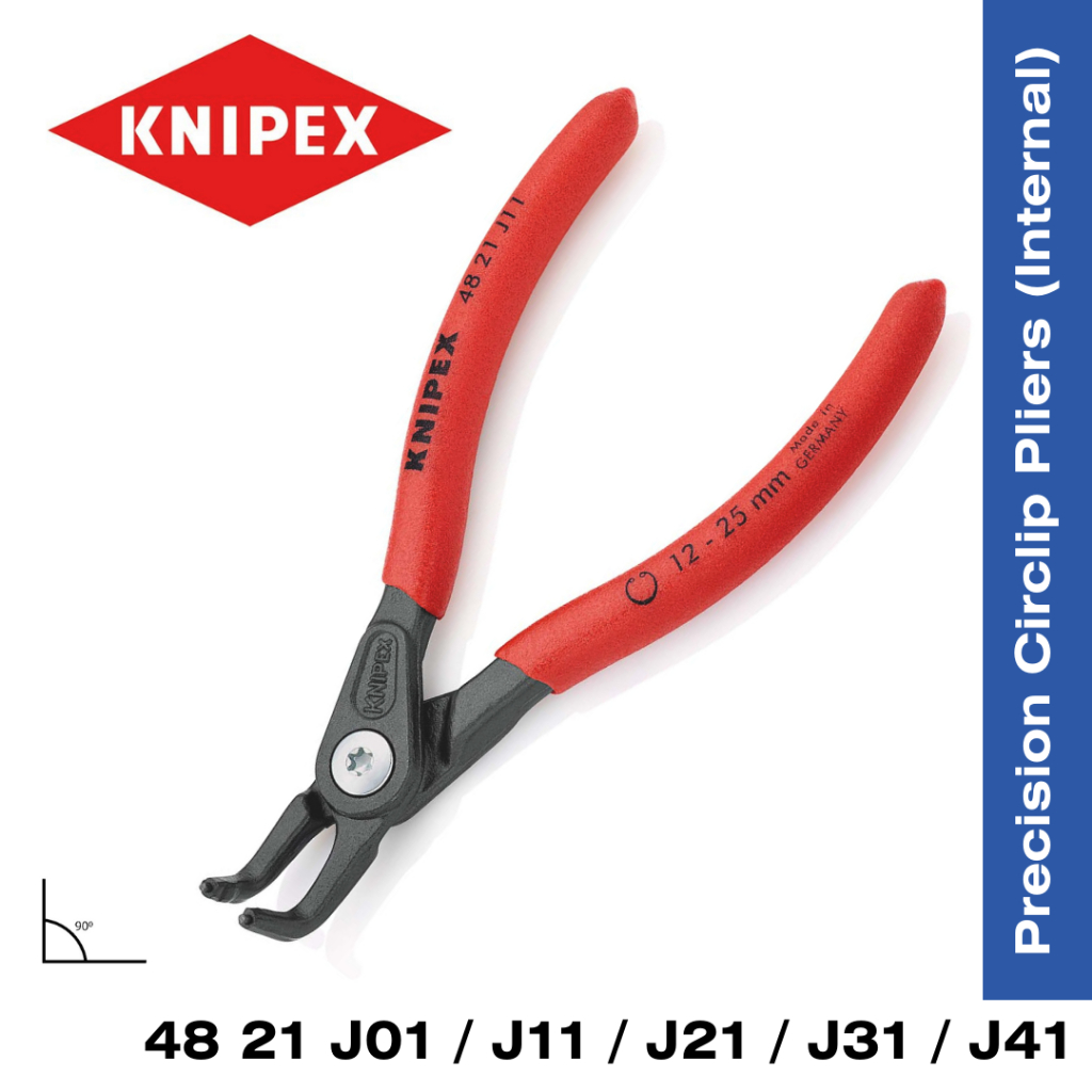 KNIPEX Precision คีมแหวนล็อคสลัก 90 สําหรับแหวนล็อคสลักภายใน 48 21 J01 / 48 21 J11 / 48 21 J21 / 48 