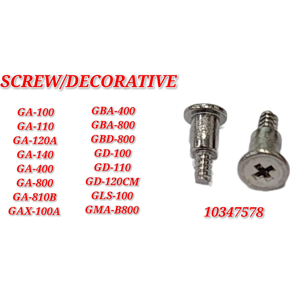 SCREW / DECORATIVE สําหรับ GA-100 / GA-110 / GA-400 / GA-800 อะไหล่ทดแทน - (10347578)