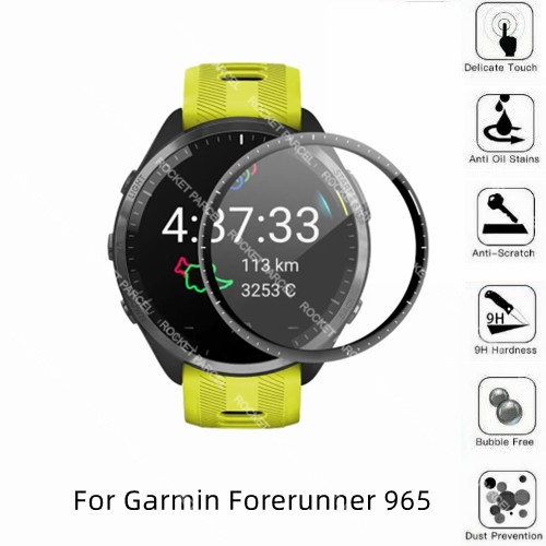 Garmin Forerunner 965 FULL Coverage Black Film Tempered Glass หรือปกป้องหน้าจอ - 2 ชิ้น